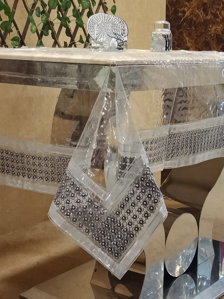 Border Look Transparent Vinyl Table Cover by Homiekart