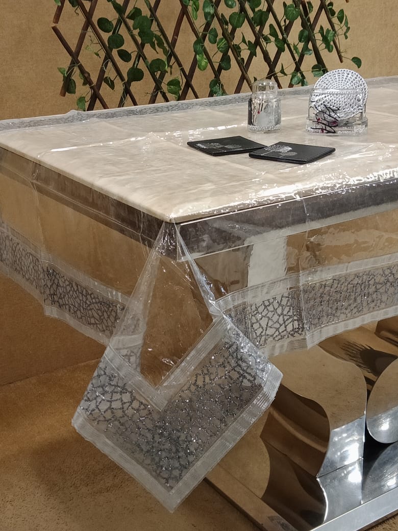 Border Look Transparent Vinyl Table Cover by Homiekart