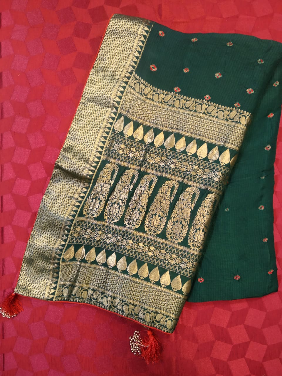 Designer Bandhej Silk Saree with Banarsi Panel Weave