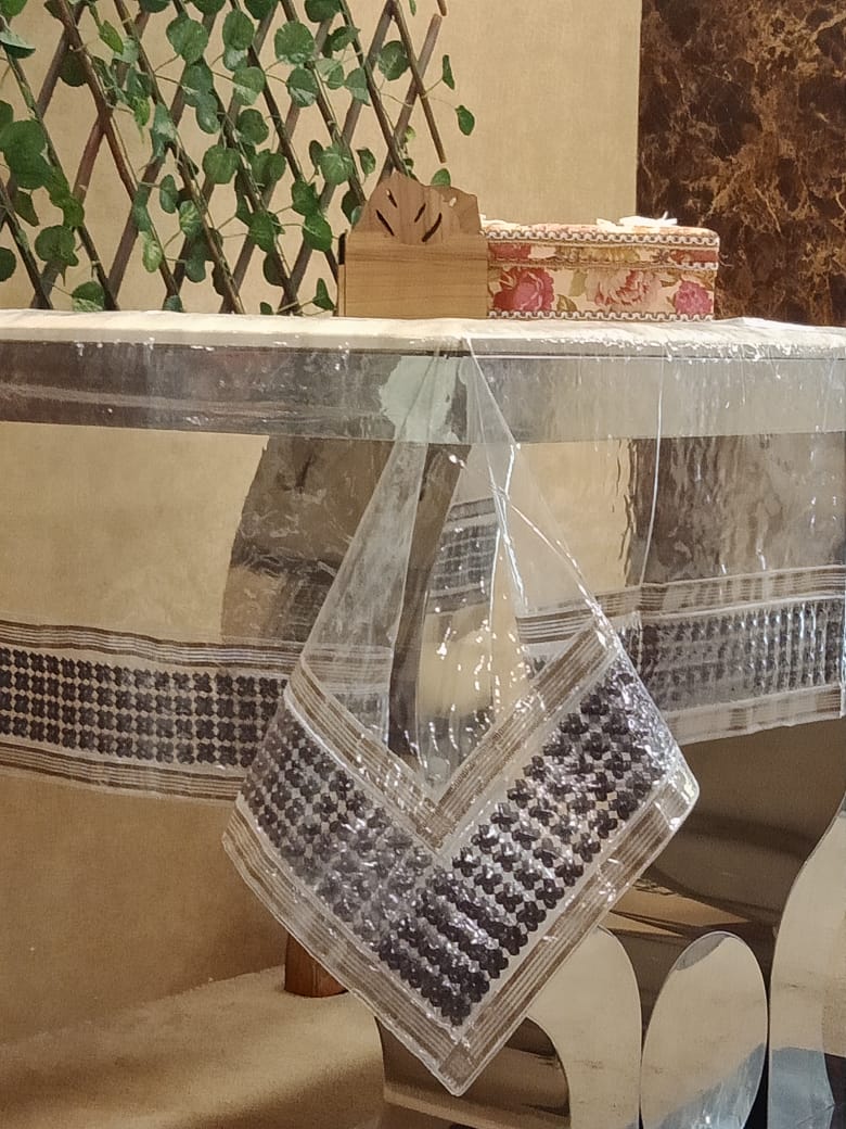 Border Look Transparent Vinyl Table Cover by Homiekart
