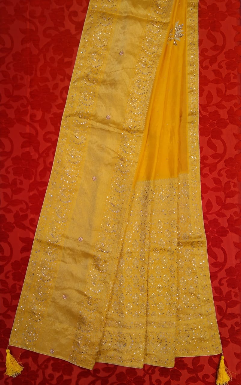 Designer Booti Look Silk Saree with Highlighting Swarovski work
