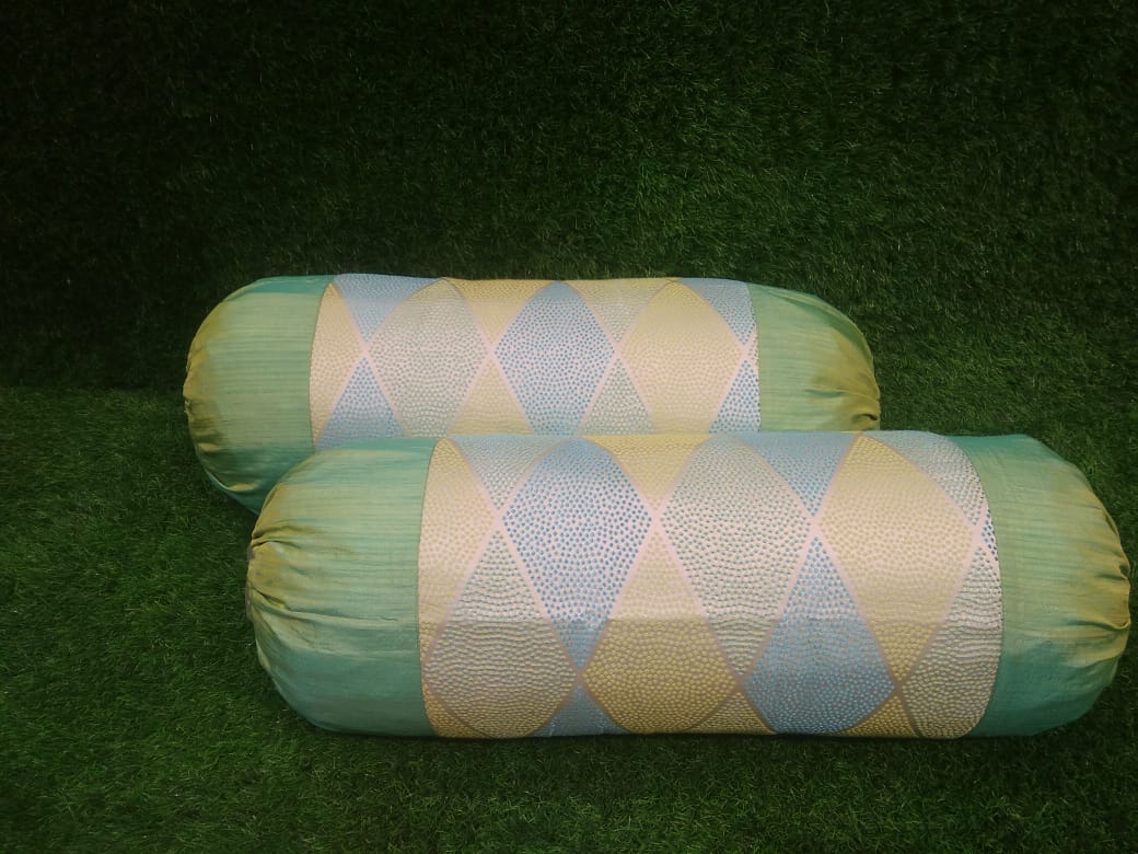 Jacquard Silk Woven Pattern Pair of Bolster Covers by Homiekart