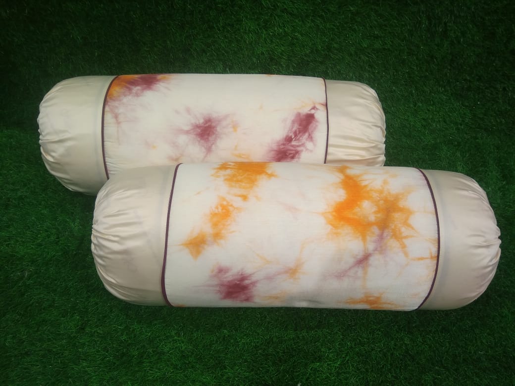 Silk Printed Pair of Bolster Covers by Homiekart