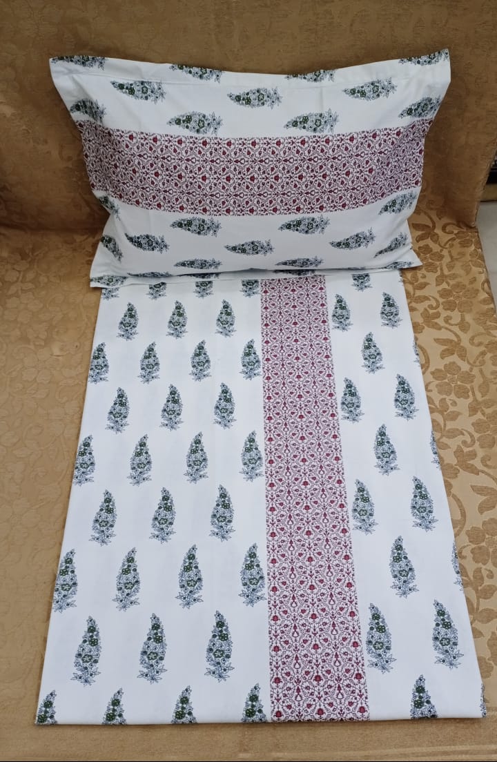 100% Cotton  Printed Double Bedsheet With 2 Pillow Cover  By Homiekart