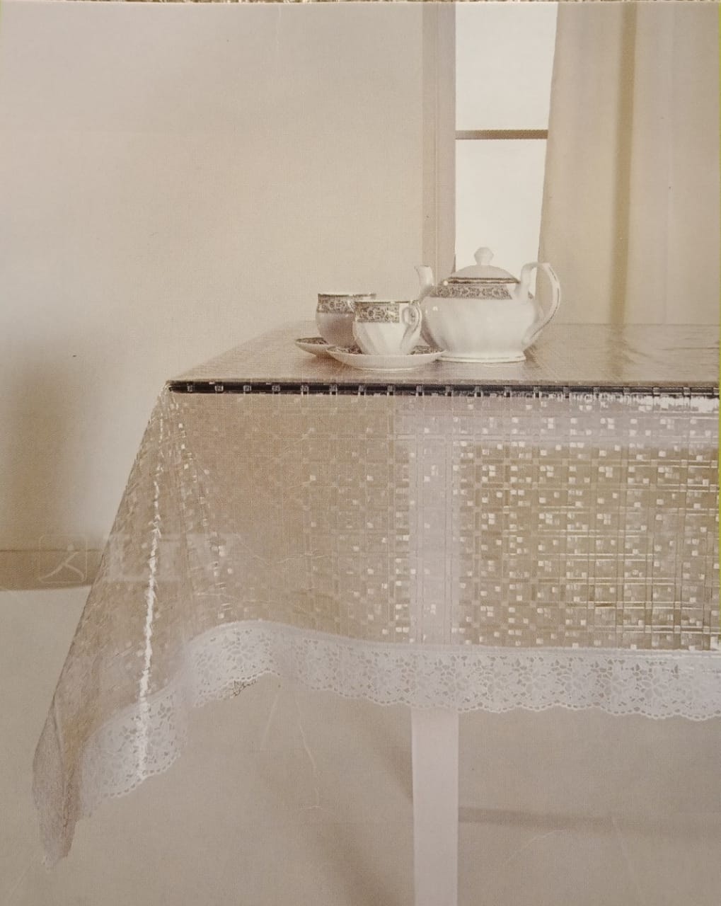 Border Look Transparent Vinyl Table Cover by Homiekart