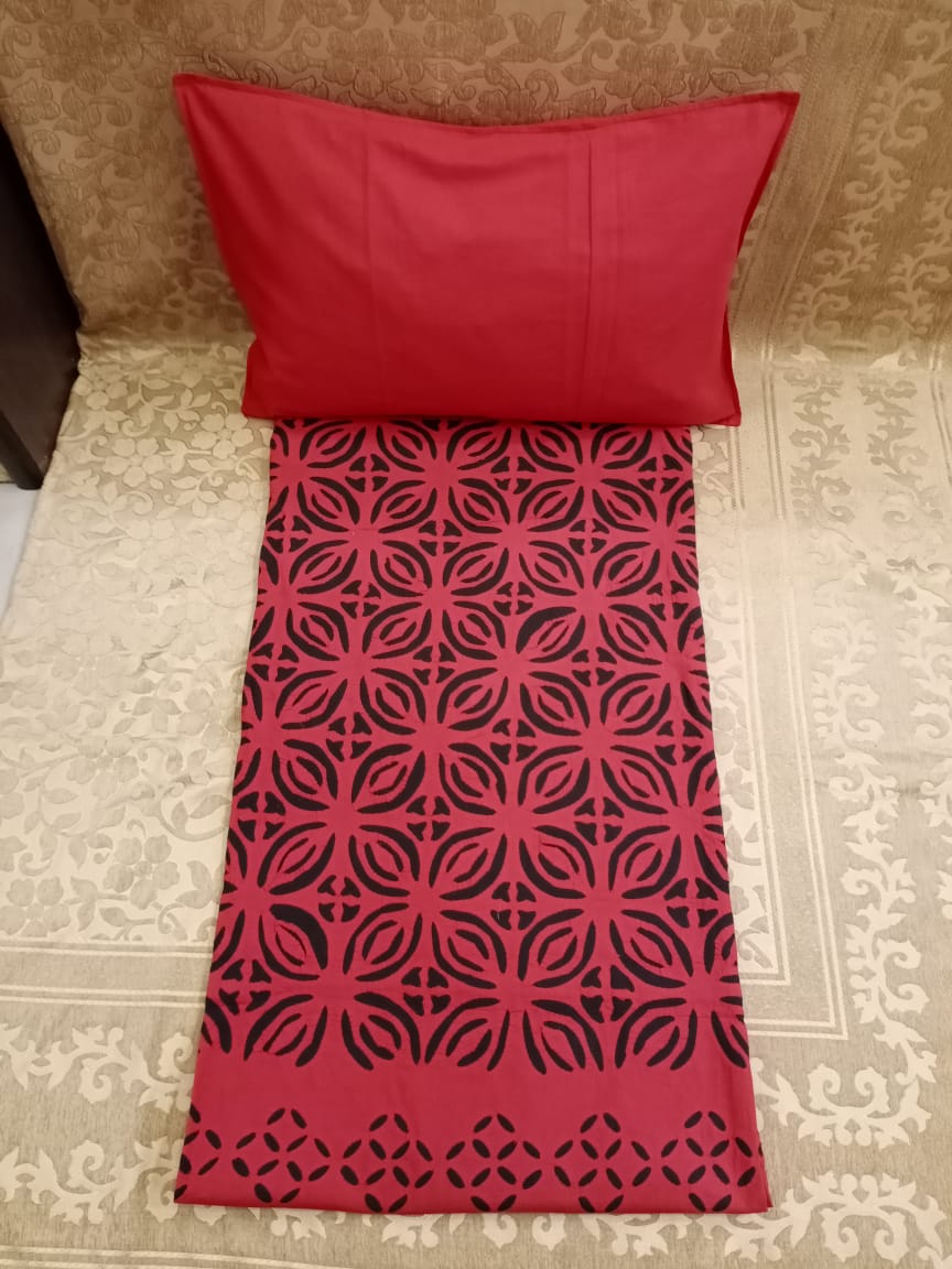 100% Cotton  Applic Work Double Bedsheet With 2 Pillow Cover  By Homiekart