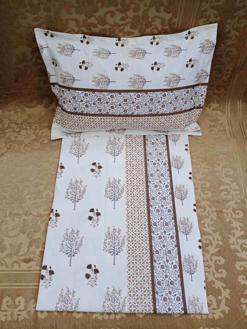 100% Cotton  Printed Double Bedsheet With 2 Pillow Cover  By Homiekart