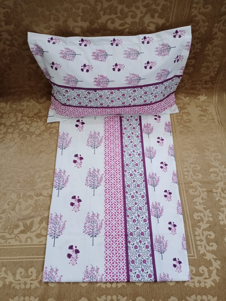 100% Cotton  Printed Double Bedsheet With 2 Pillow Cover  By Homiekart