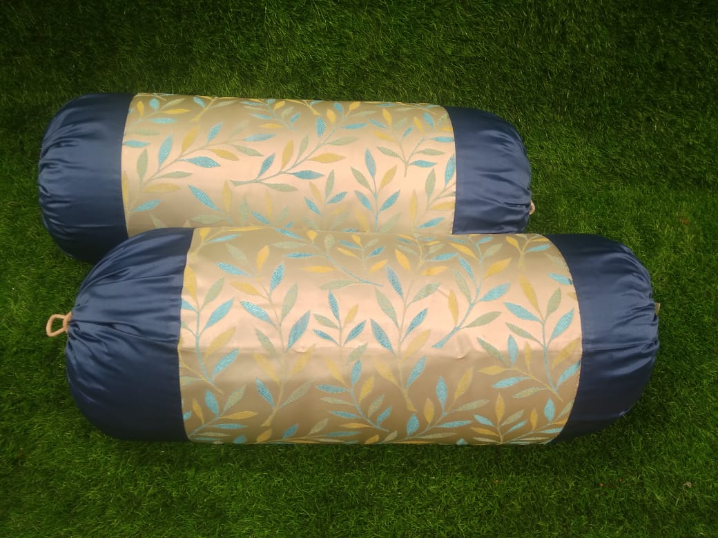 Jacquard Silk Woven Pattern Pair of Bolster Covers by Homiekart