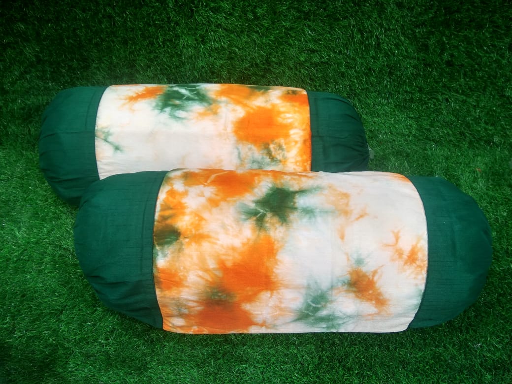 Silk Printed Pair of Bolster Covers by Homiekart