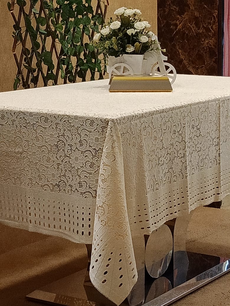 Elegant Net cut work Table Cover by Homiekart