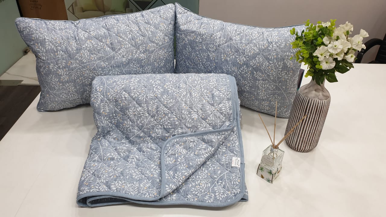 Beautiful Ultrasonic Stitched Pastel Color Bedcover Set  by HOMIEKART