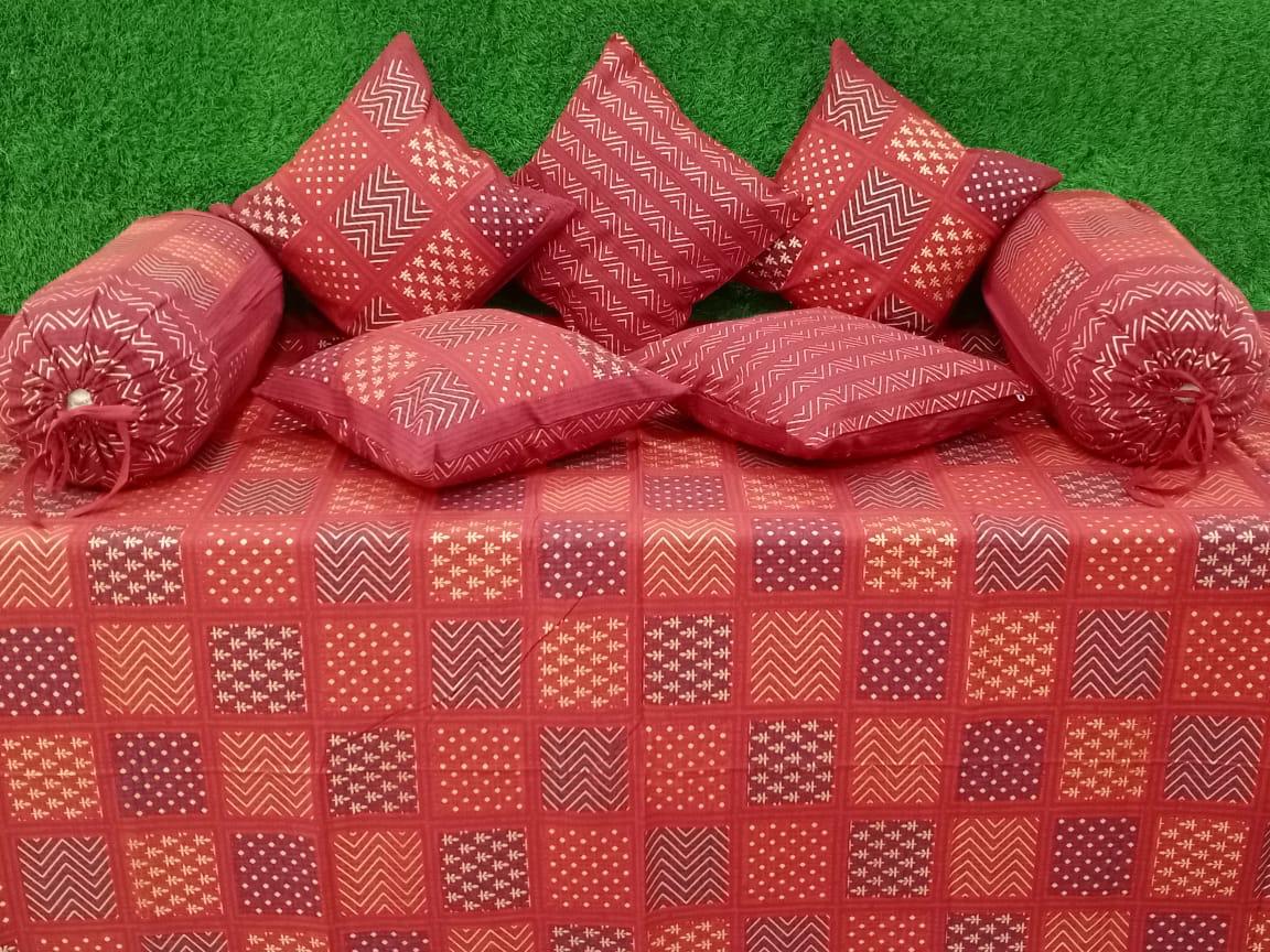 Designer Checkered Gold Printed Diwan Sets by HOMIEKART