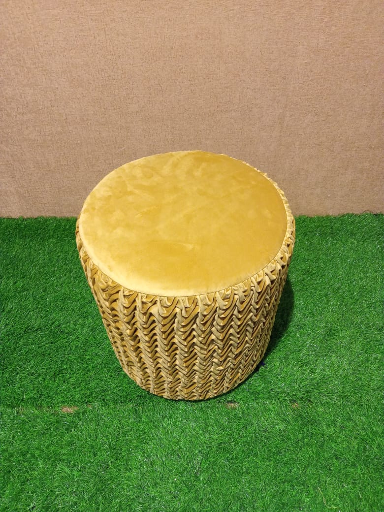 Velvet Allover Frilled Trendy Pouffes by HOMIEKART