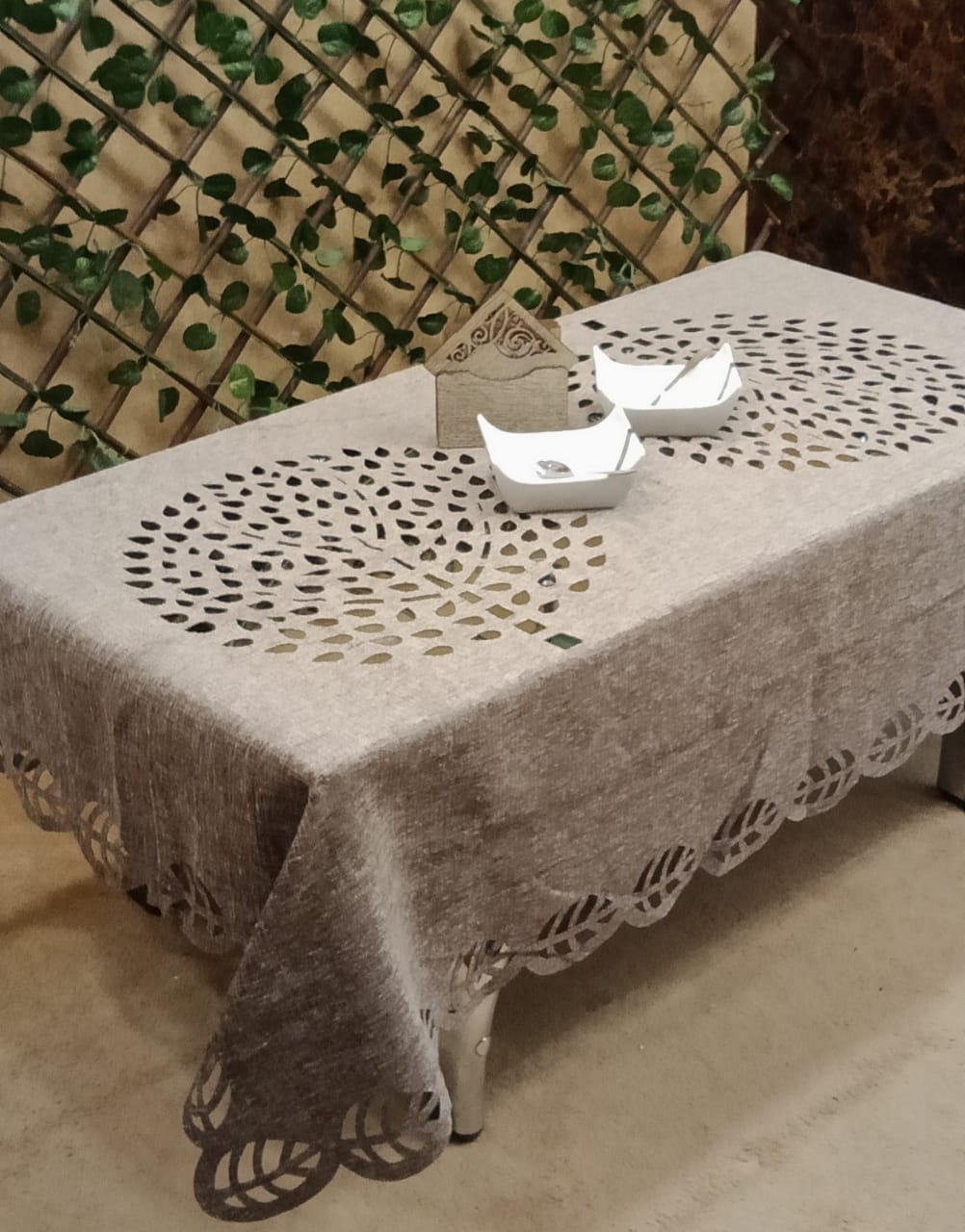 Elegant Velvet Cutwork Table Cover by Homiekart