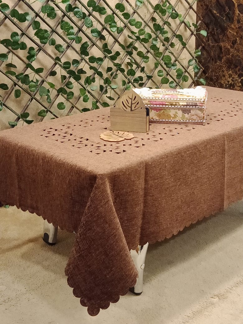 Elegant Velvet Cutwork Table Cover by Homiekart