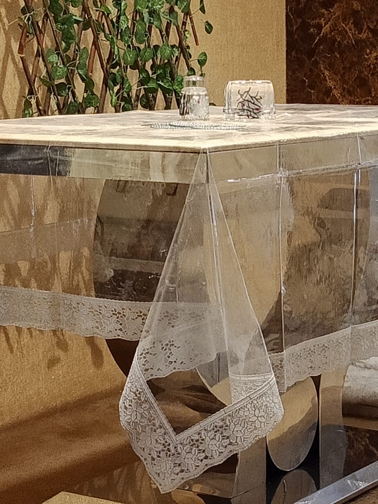 Border Look Transparent Vinyl Table Cover by Homiekart