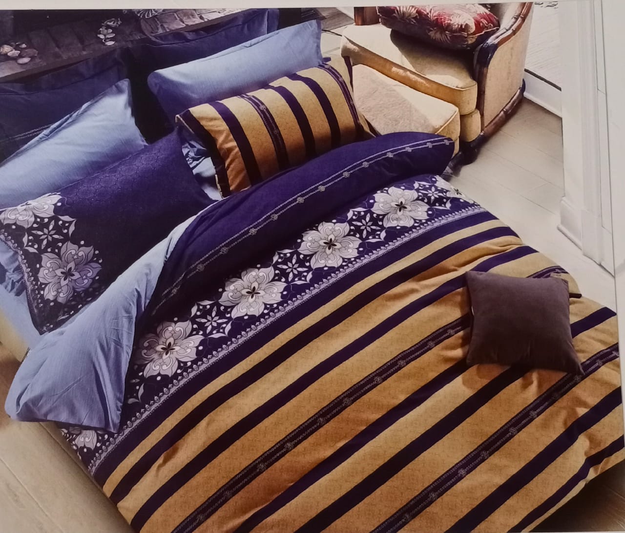 Handloom Stipe Double Bed Bedcover BY HOMIEKART