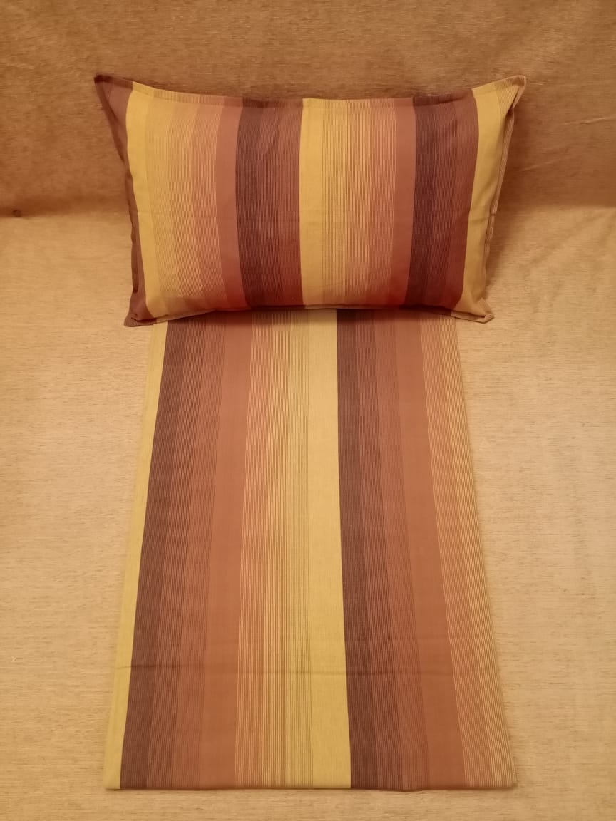 Handloom Cotton Multi Striped Woven Double Bedcover BY HOMIEKART