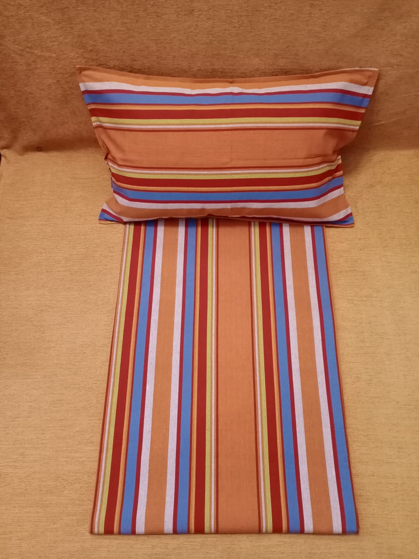 Handloom Cotton Multi Striped Woven Double Bedcover BY HOMIEKART