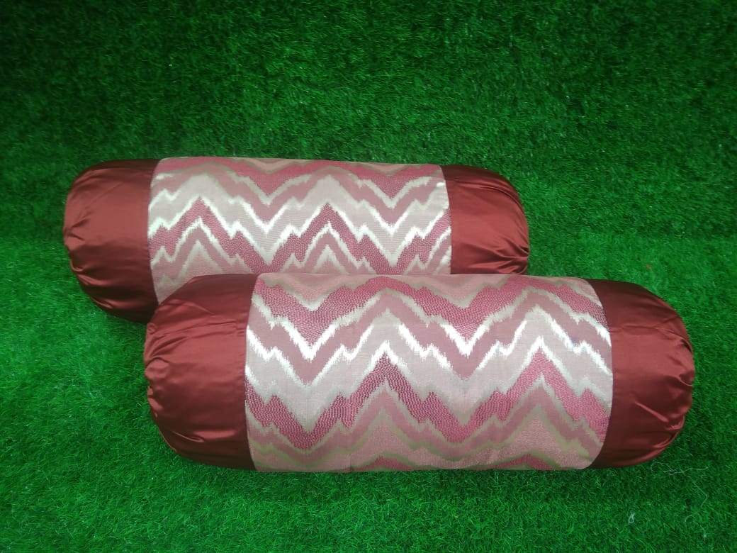 Jacquard Silk Woven Pattern Pair of Bolster Covers by Homiekart