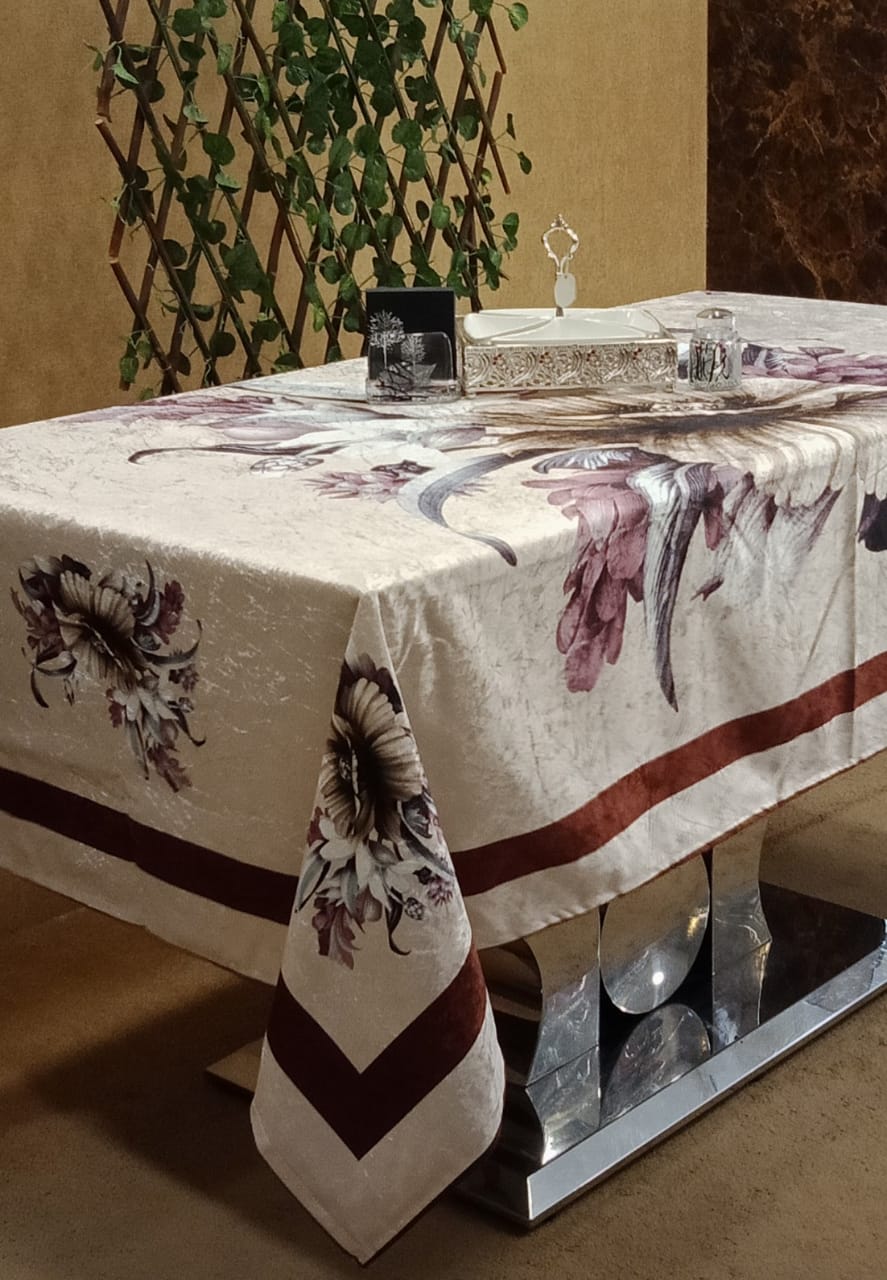 Beautiful Floral Printed Velvet Table Cover by Homiekart