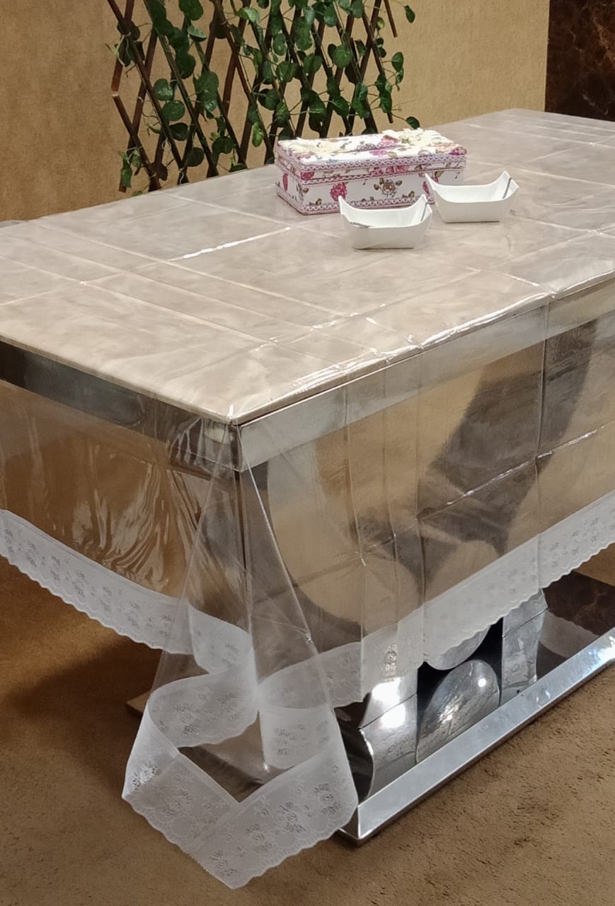 Border Look Transparent Vinyl Table Cover by Freelance