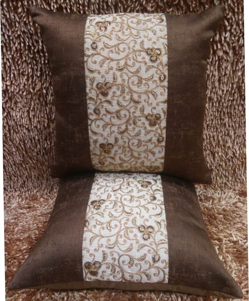 Half nHalf Silk Embroidered Cushion Covers by HOMIEKART.