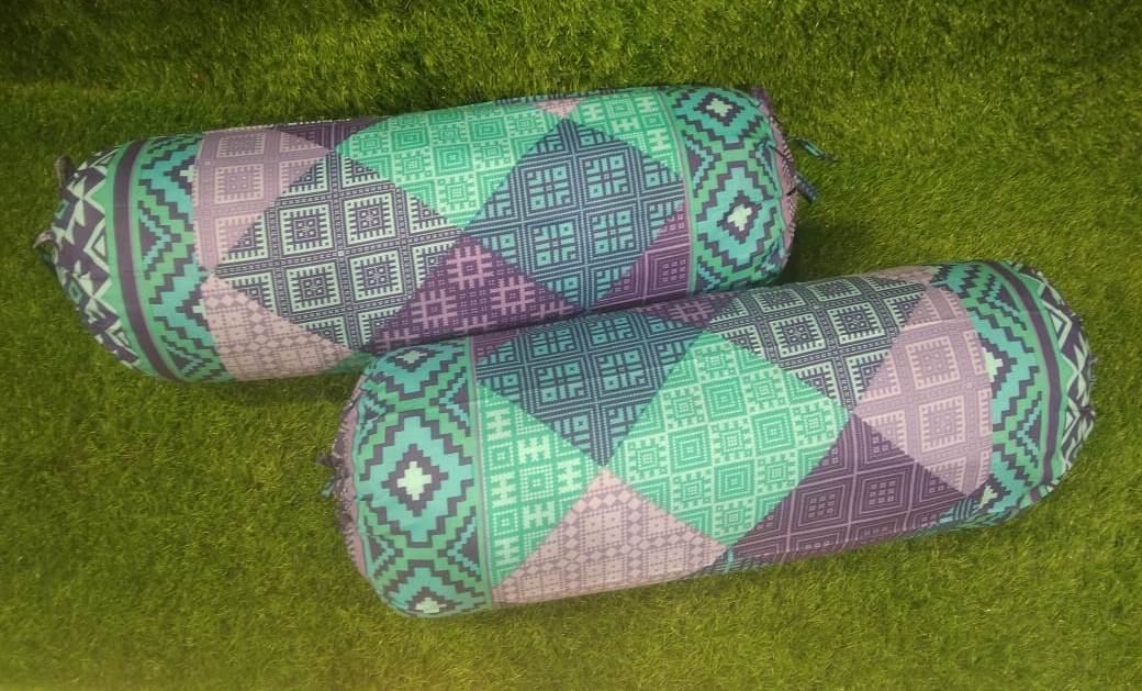 Cotton Abstract Printed Pair of Bolster Covers by HOMIEKART
