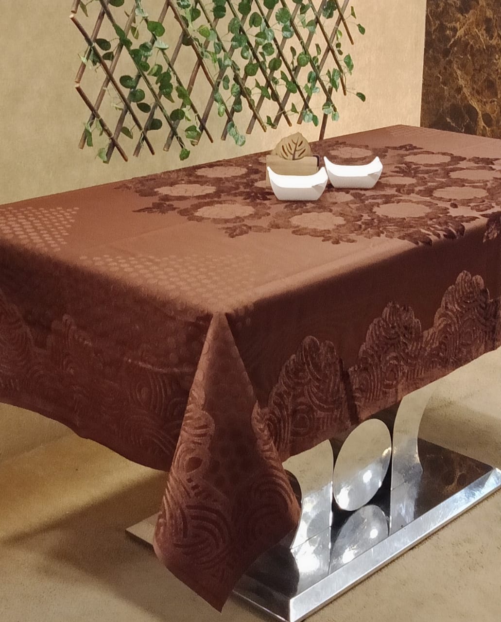 Velvet Emboss Table Cover by Homiekart