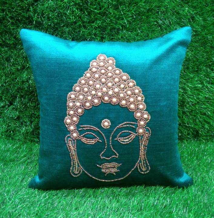 Beads Embroidered Silk Cushion Covers by HOMIEKART.