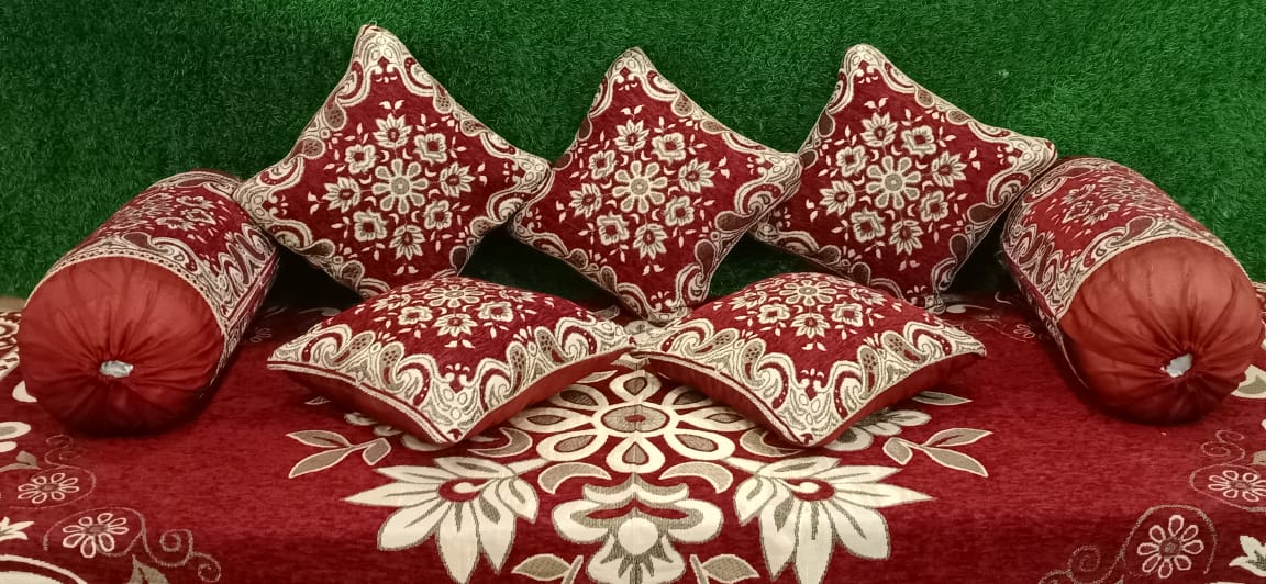 Designer Viscose Velvet Woven Diwan Set by HOMIEKART