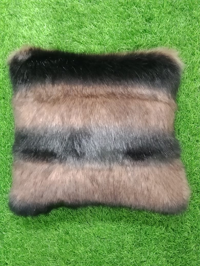 Beautiful Faux Fur Striped Cushion Cover