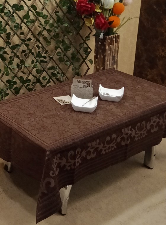 Elegant Velvet Self Work Center Table Cover by Homiekart