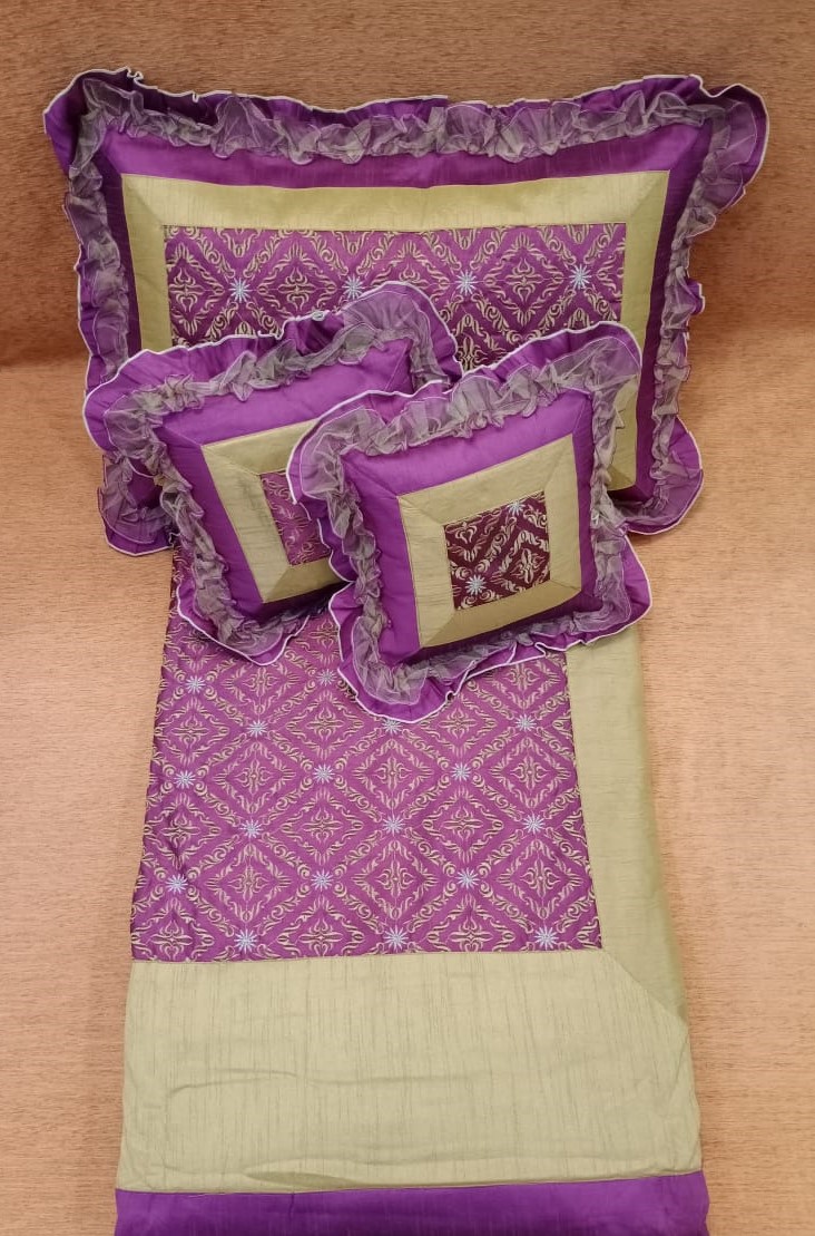 Beautifully Printed Silk Frilled Bedding Set by Homiekart