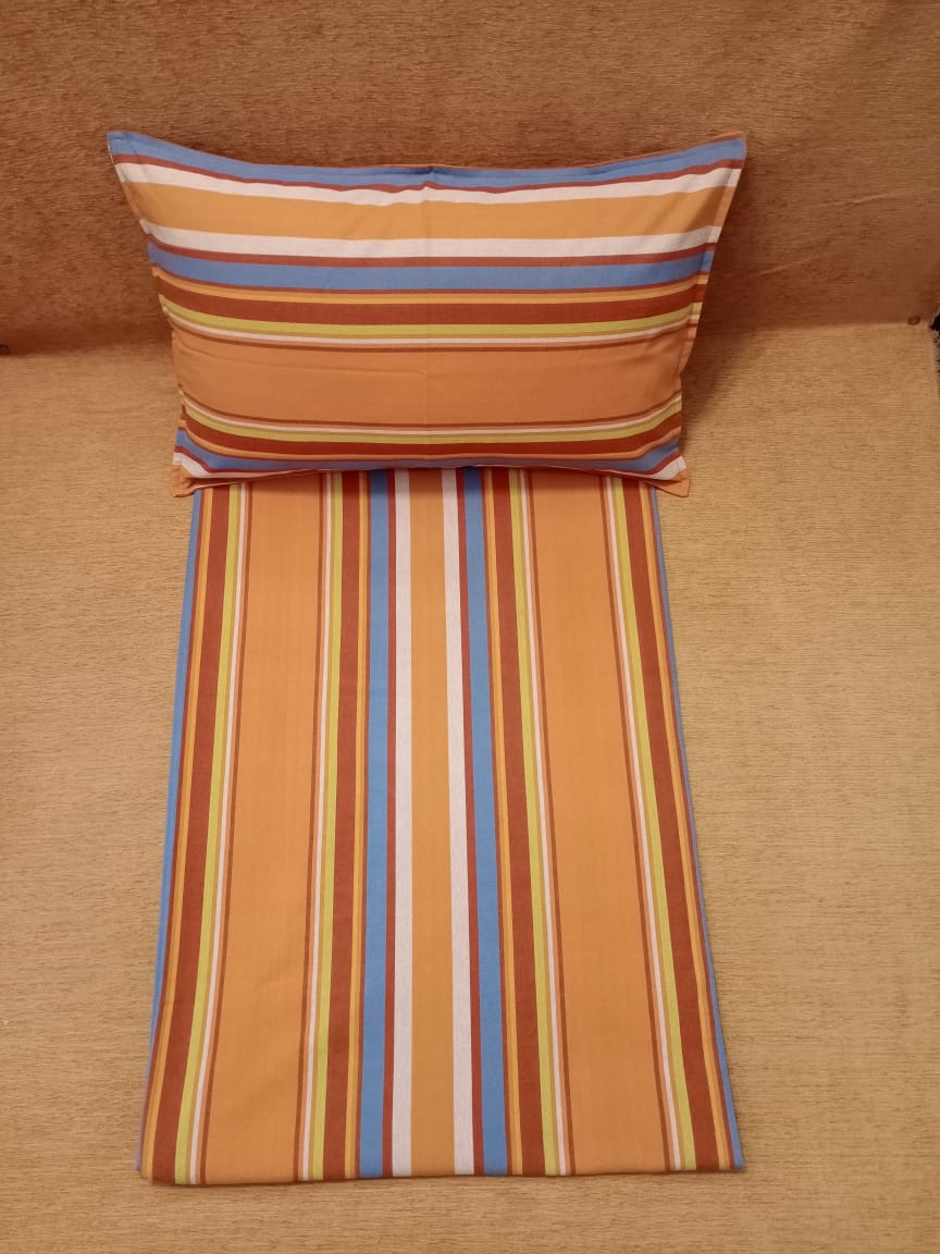 Handloom Cotton Multi Striped Woven Double Bedcover BY HOMIEKART