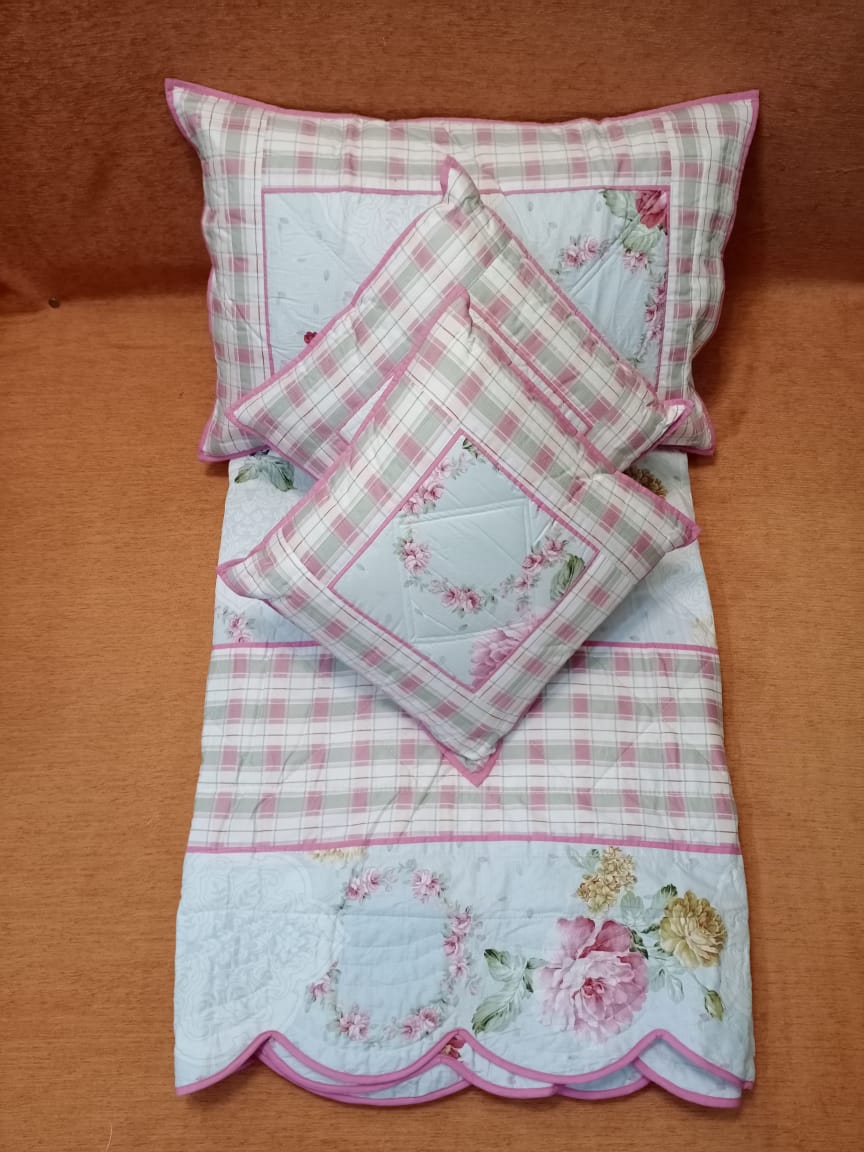 Floral Print Quilted Bedcover Set by Homiekart