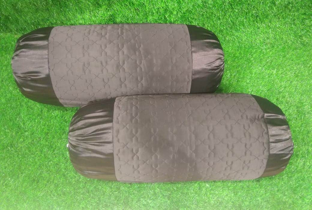 Quilted Satin Pair of Bolster Covers by HOMIEKART