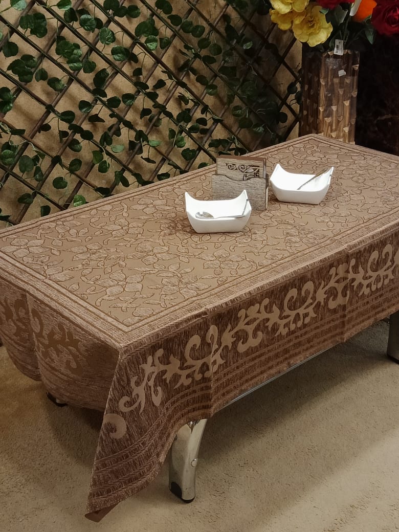 Elegant Velvet Self Work Center Table Cover by Homiekart