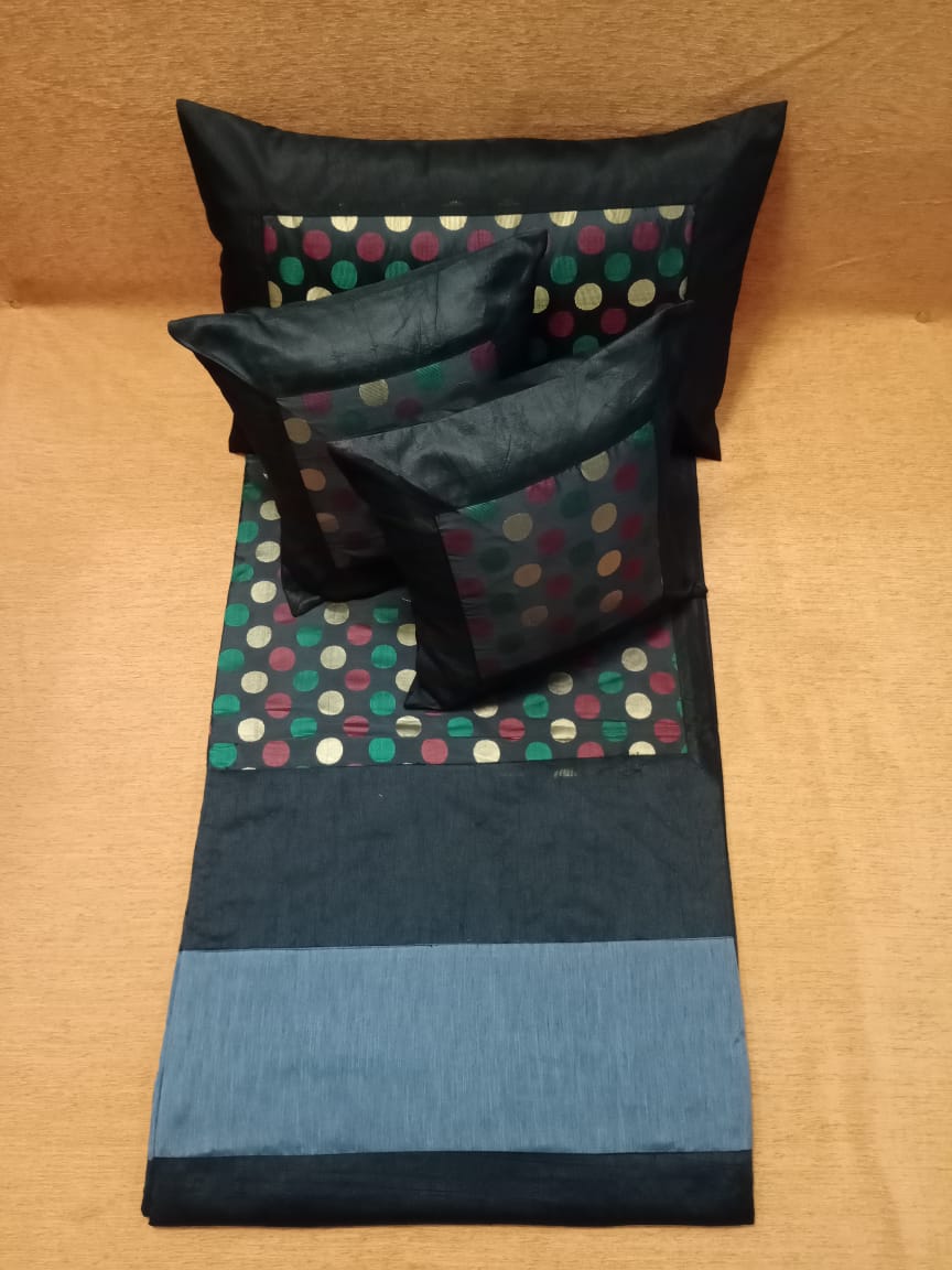 Silk Double Bed Polka Printed Bedcover BY HOMIEKART