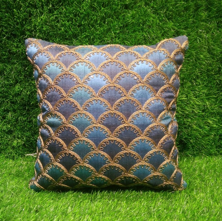 Silk Embroidered Cushion Cover Set by HOMIEKART.