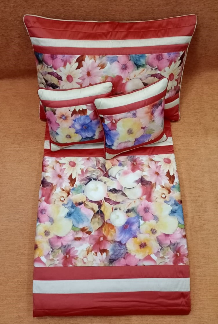 Beautifully Floral Printed Silk Quilted Bedding Set by Homiekart