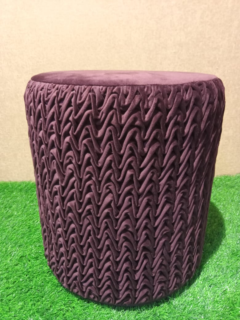 Velvet Allover Frilled Trendy Pouffes by HOMIEKART