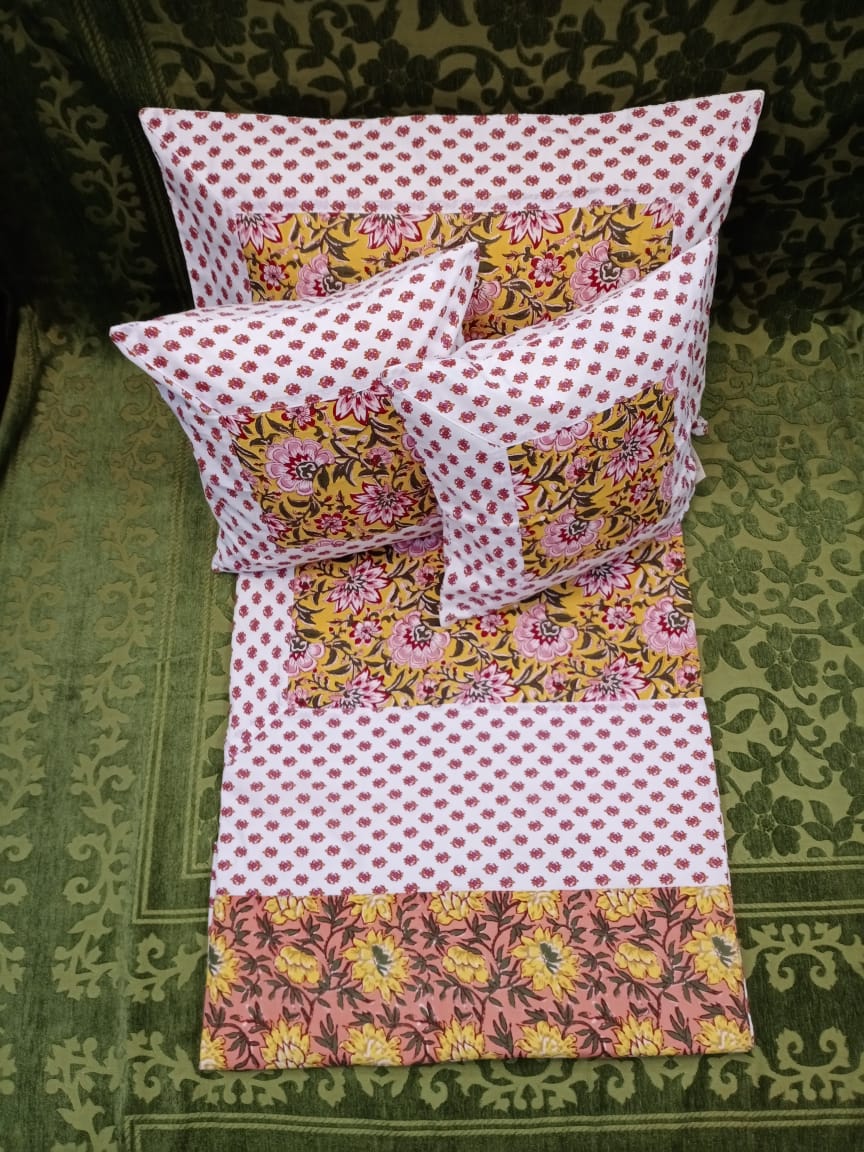 SHUBHAM PATCH  5PCS DOUBLE BEDCOVER SET BY HOMIEKART