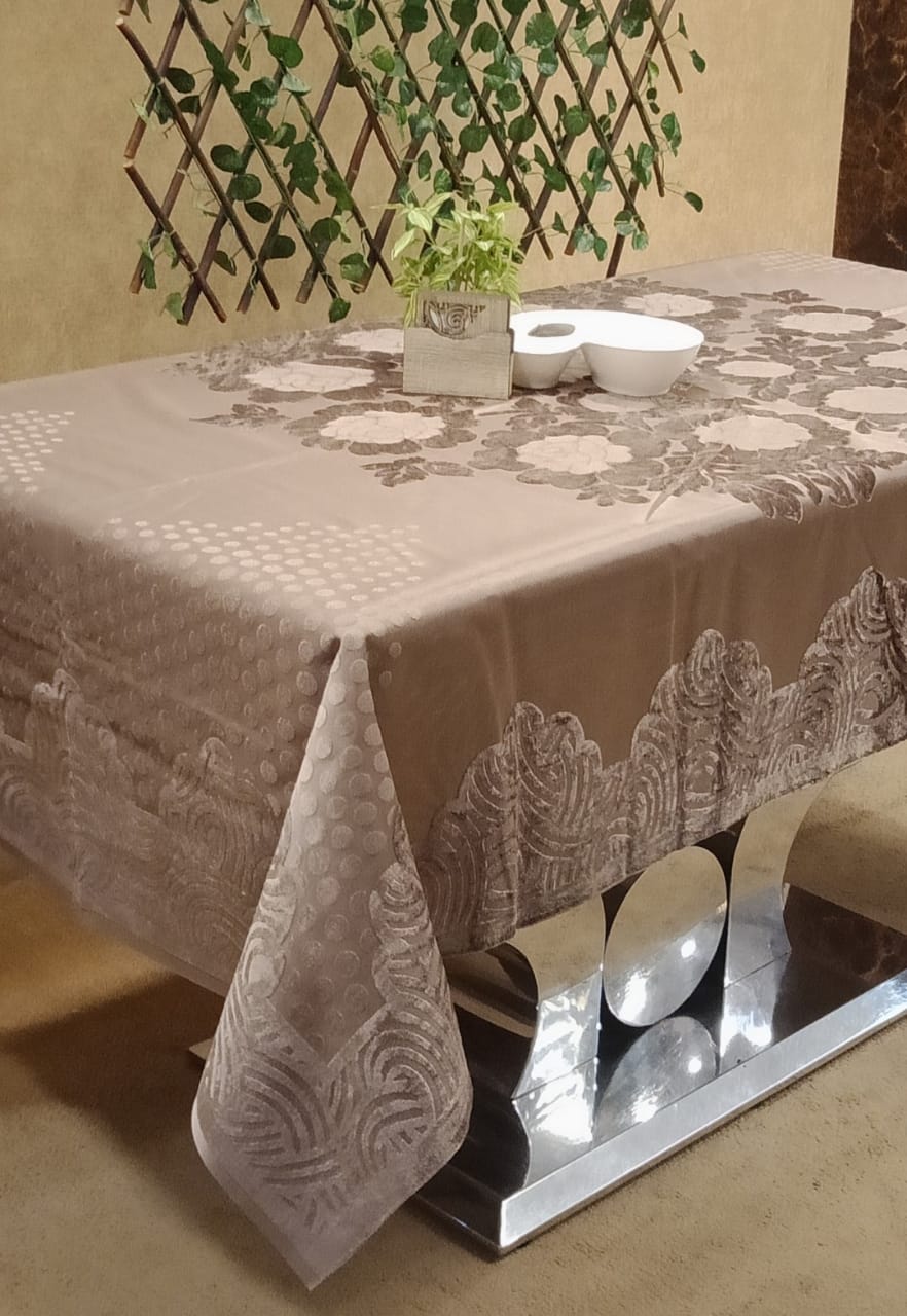 Velvet Emboss Table Cover by Homiekart
