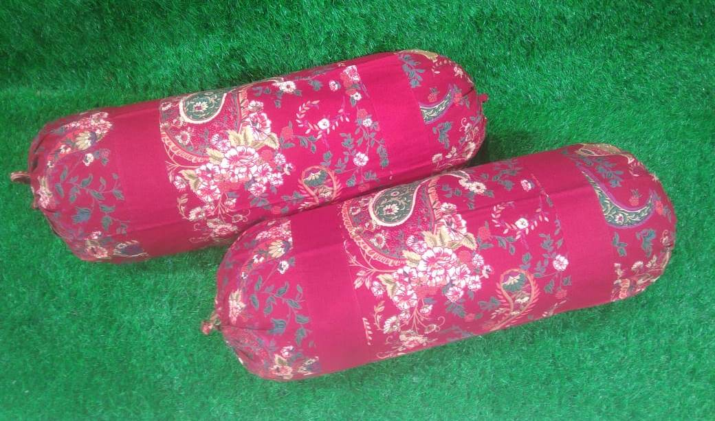 Cotton Floral Printed Pair of Bolster Covers by HOMIEKART
