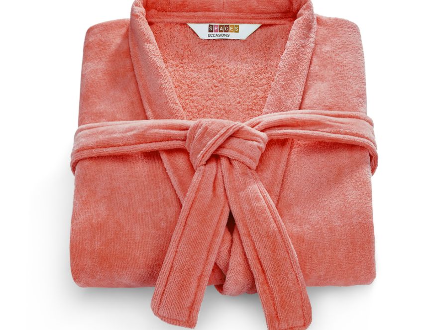 Exotica Solid Free Size Unisex Bathrobe