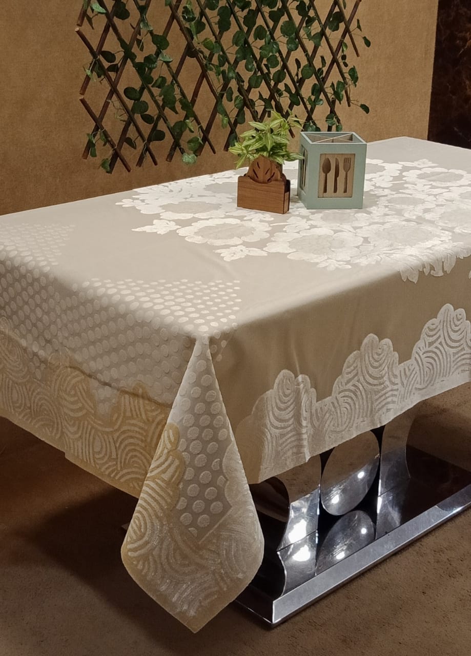 Velvet Emboss Table Cover by Homiekart