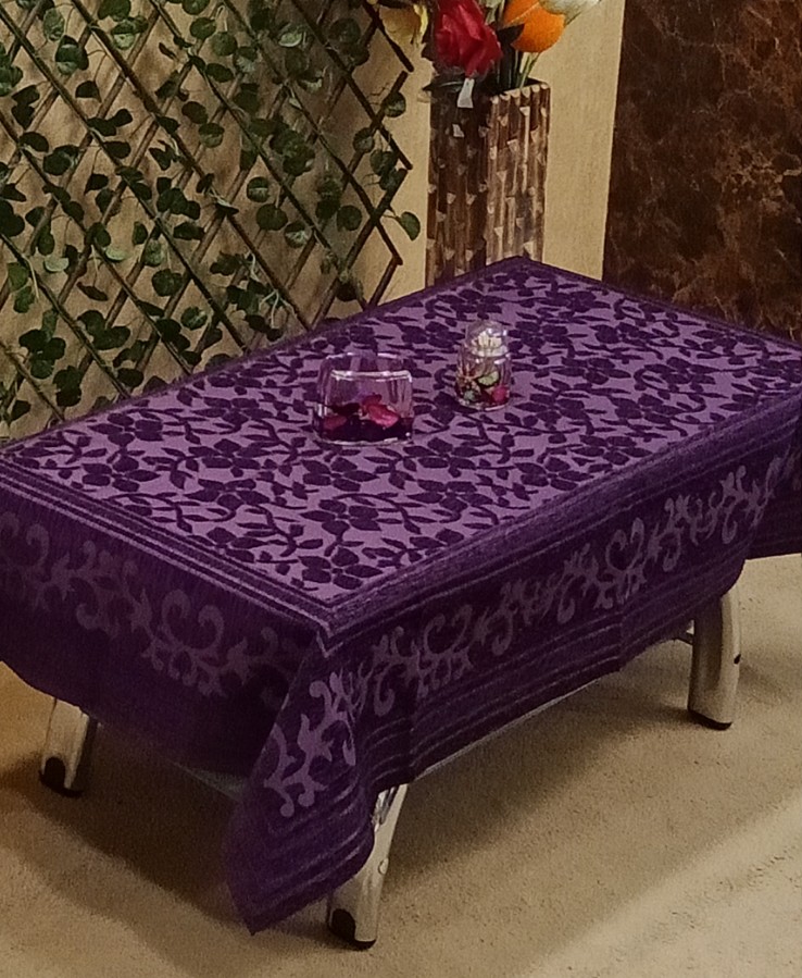 Elegant Velvet Self Work Center Table Cover by Homiekart